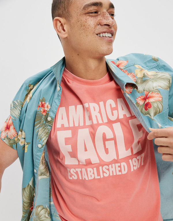 Polera AE Manga corta con gráfico en dip-dye - Rosa