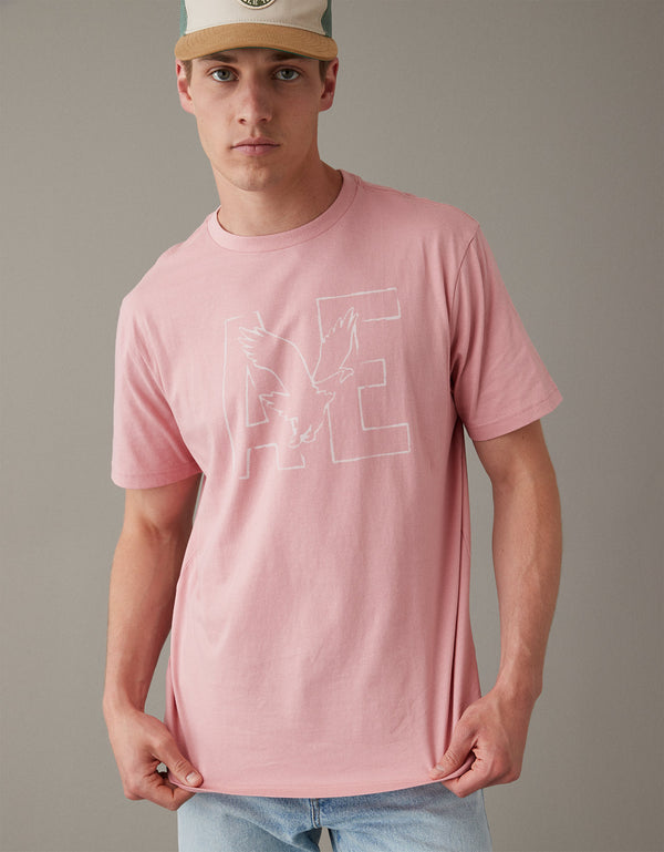 Polo sin Cuello Ae Manga corta con gráfico en dip-dye - Rosa