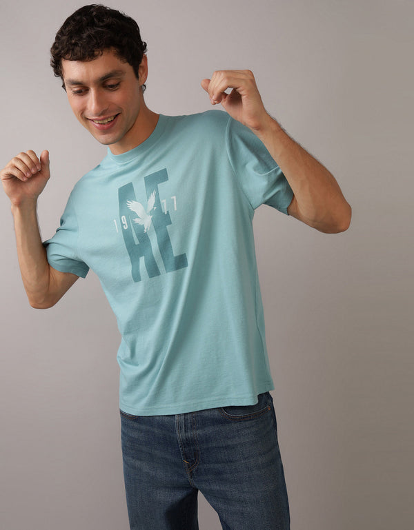 Polo sin Cuello Ae con gráfico - Azul
