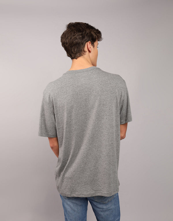 Polo sin Cuello con Gráfico Manga Corta Hombre AE - Gris