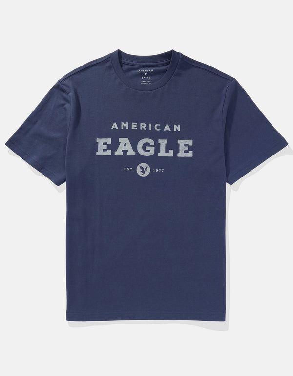 Polo sin Cuello con Gráfico Manga Corta Hombre AE - Azul