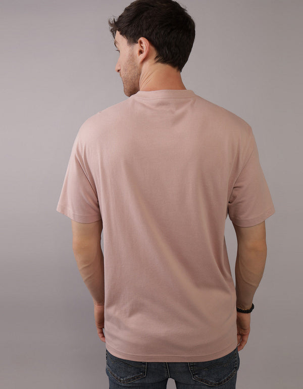 Polo sin Cuello con Gráfico Manga Corta Hombre AE - Rosa