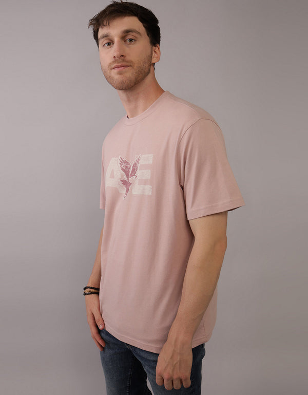 Polo sin Cuello con Gráfico Manga Corta Hombre AE - Rosa