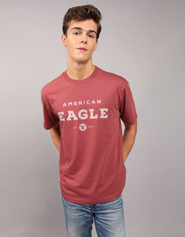 Polo sin Cuello con Gráfico Manga Corta Hombre AE - Rojo