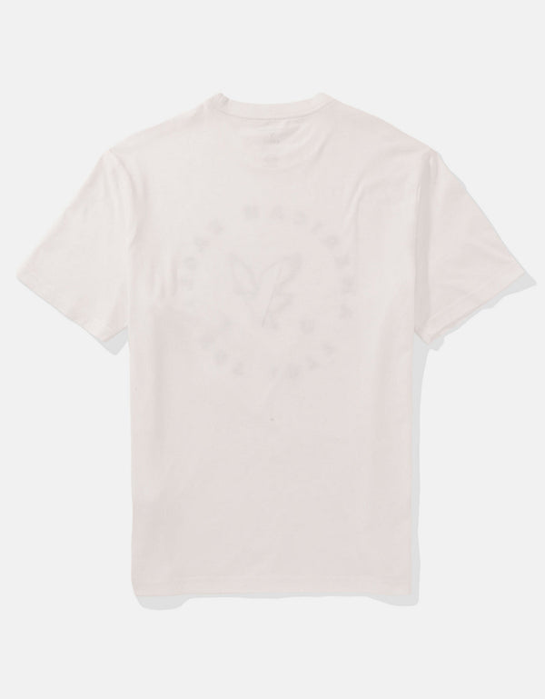 Polo sin Cuello con Gráfico Manga Corta Hombre AE - Blanco