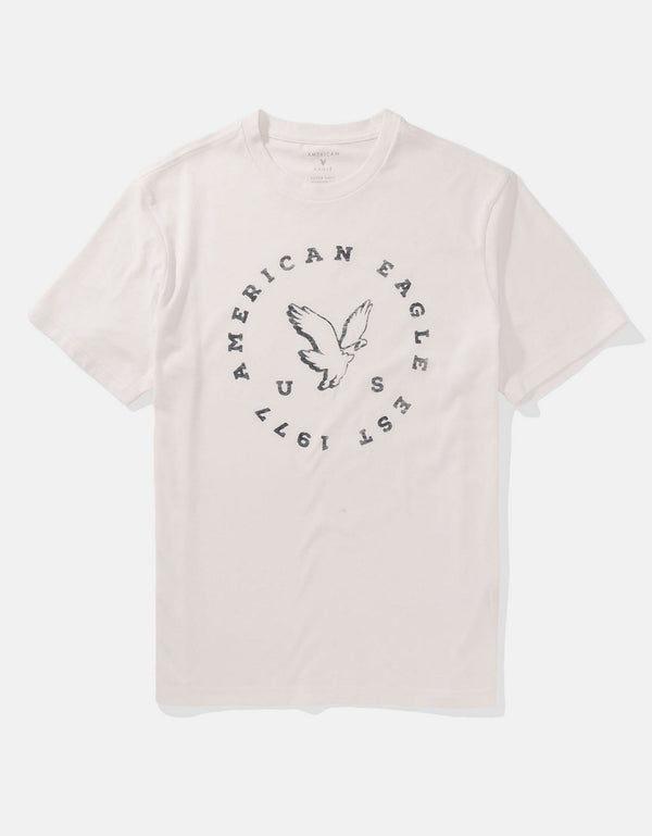 Polo sin Cuello con Gráfico Manga Corta Hombre AE - Blanco