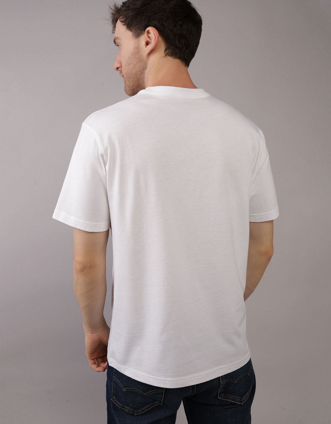 Polo sin Cuello con Gráfico Manga Corta Hombre AE - Blanco 0181_3800_100_ob