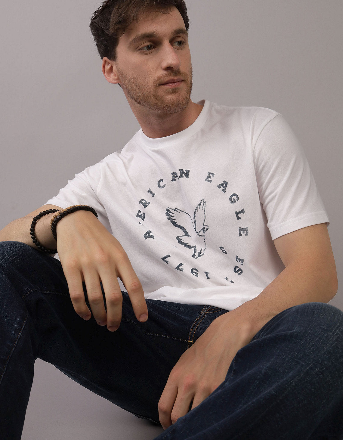 Polo sin Cuello con Gráfico Manga Corta Hombre AE - Blanco 0181_3800_100_of