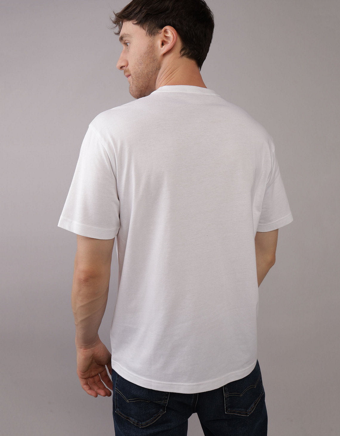 Polo sin Cuello con Gráfico Manga Corta Hombre AE - Blanco 0181_3800_101_ob