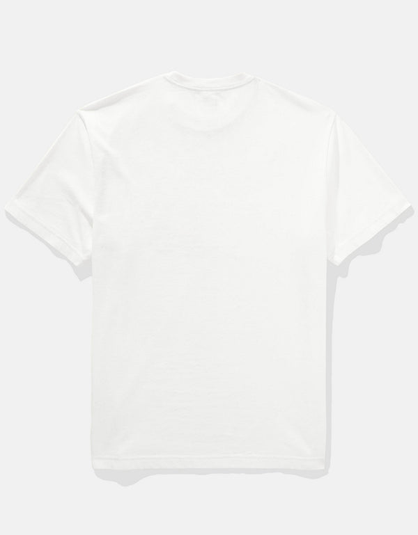 Polo sin Cuello con Gráfico Manga Corta Hombre AE - Blanco