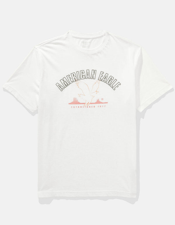 Polo sin Cuello con Gráfico Manga Corta Hombre AE - Blanco