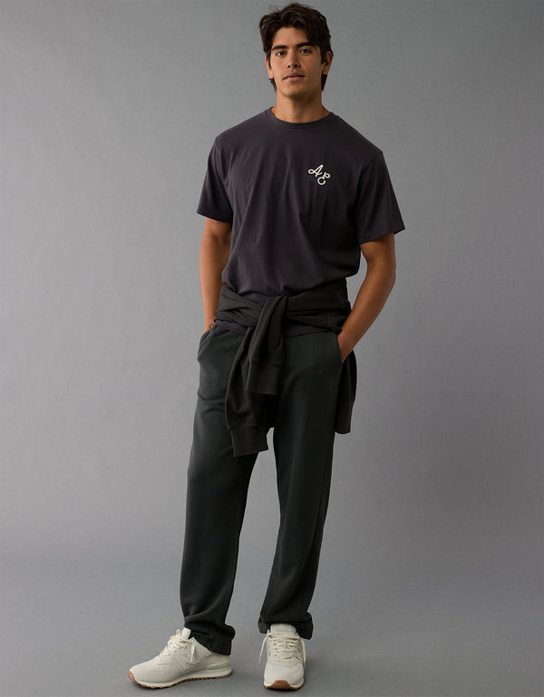 Polo sin Cuello con Gráfico Manga Corta Hombre AE - Negro