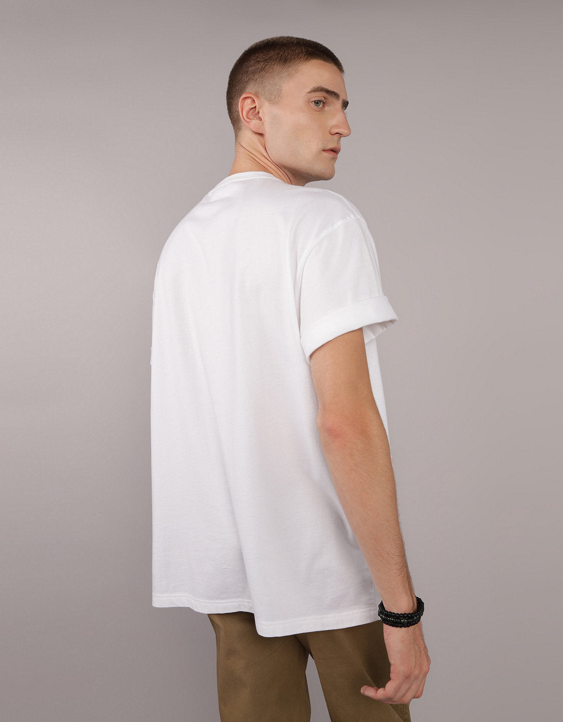 Polo sin Cuello con Gráfico Manga Corta Hombre Ae - Blanco 0181_4009_100_ob
