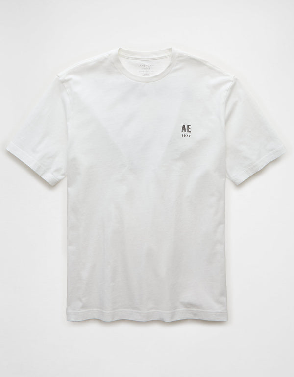 Polo sin Cuello Gráfica con Logo Ae - Blanco
