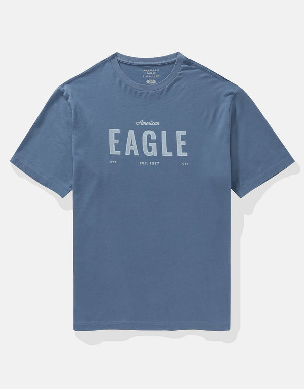 Polo sin Cuello Gráfica con Logo Ae - Azul