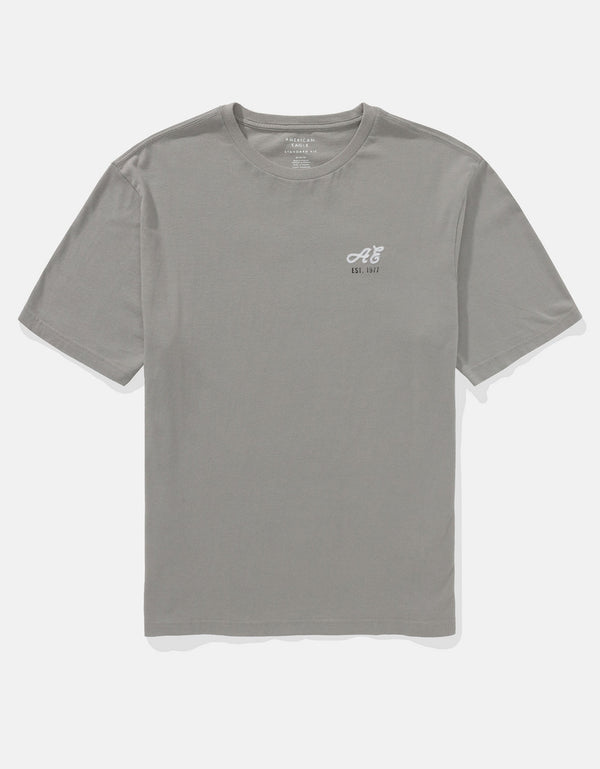 Polo sin Cuello Gráfica con Logotipo Elevado Ae - Gris