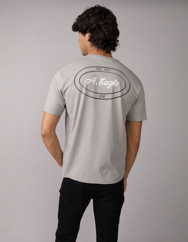 Polo sin Cuello Gráfica con Logotipo Elevado Ae - Gris