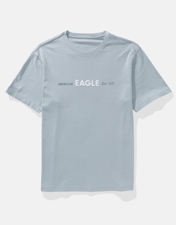 Polo sin Cuello Gráfica con Logotipo Elevado Ae - Azul