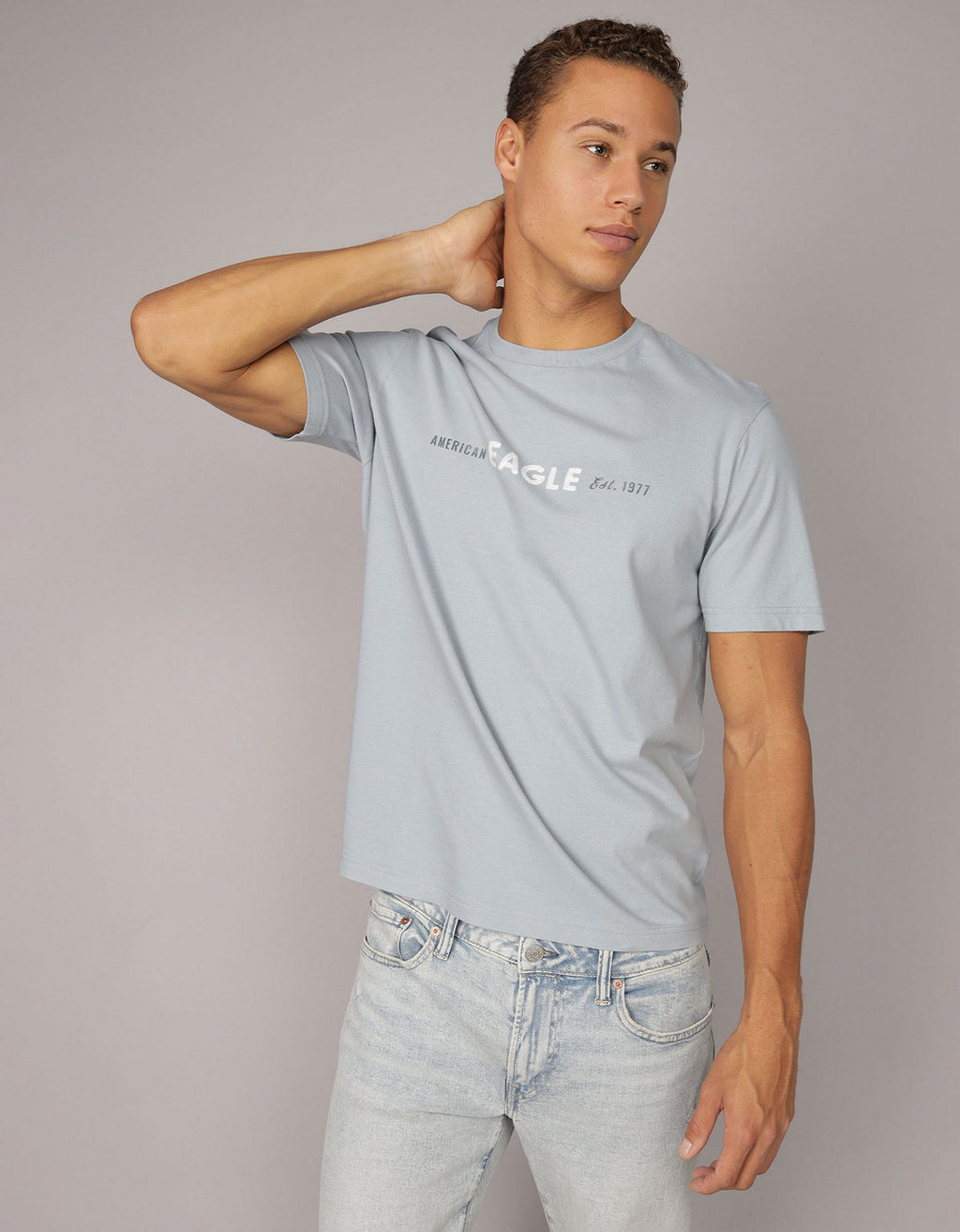Polo sin Cuello Gráfica con Logotipo Elevado Ae - Azul 0181_4423_452_of
