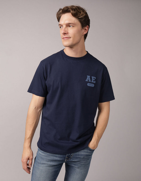 Polo sin Cuello con Gráfico Ae - Azul