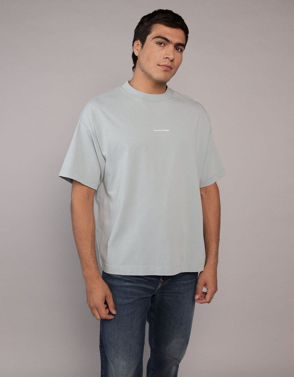 Polo sin Cuello gráfica con logo grande de Ae - Azul 0181_4672_401_of