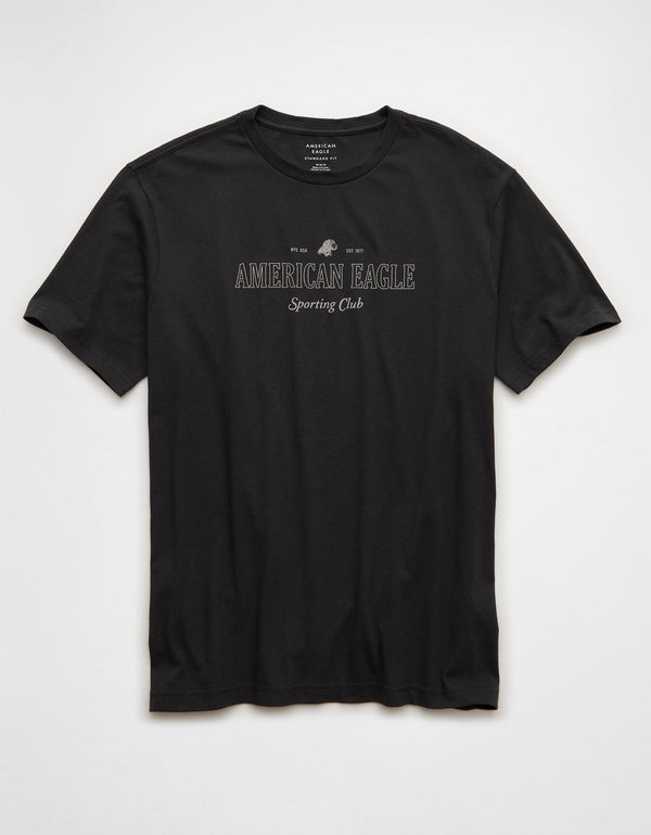 Camiseta Gráfica con Logo Ae - Negro