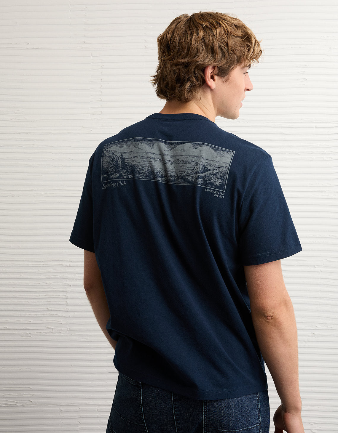Camiseta Gráfica con Logo Ae - Azul 0181_4873_410_ob