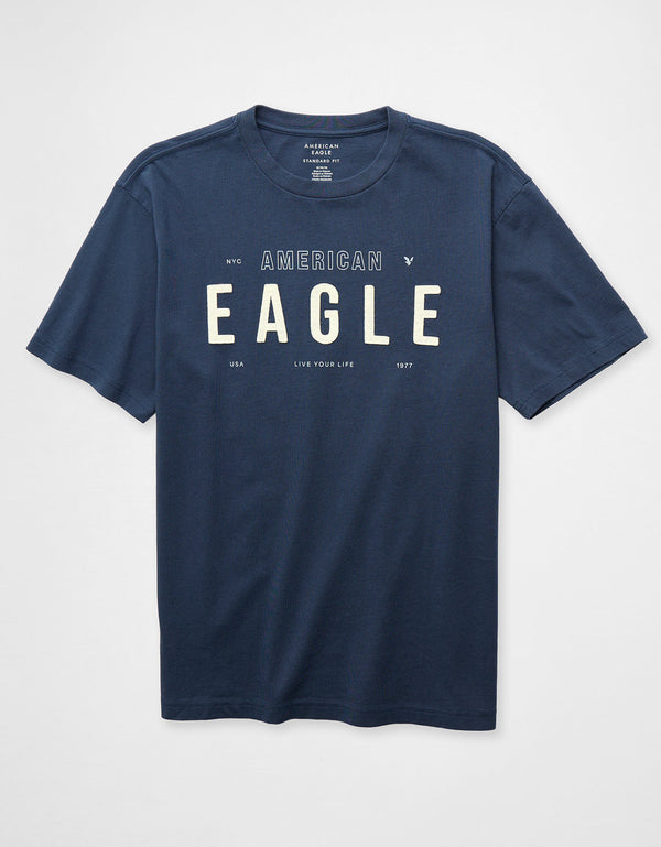 Camiseta Gráfica con Logo Ae - Azul