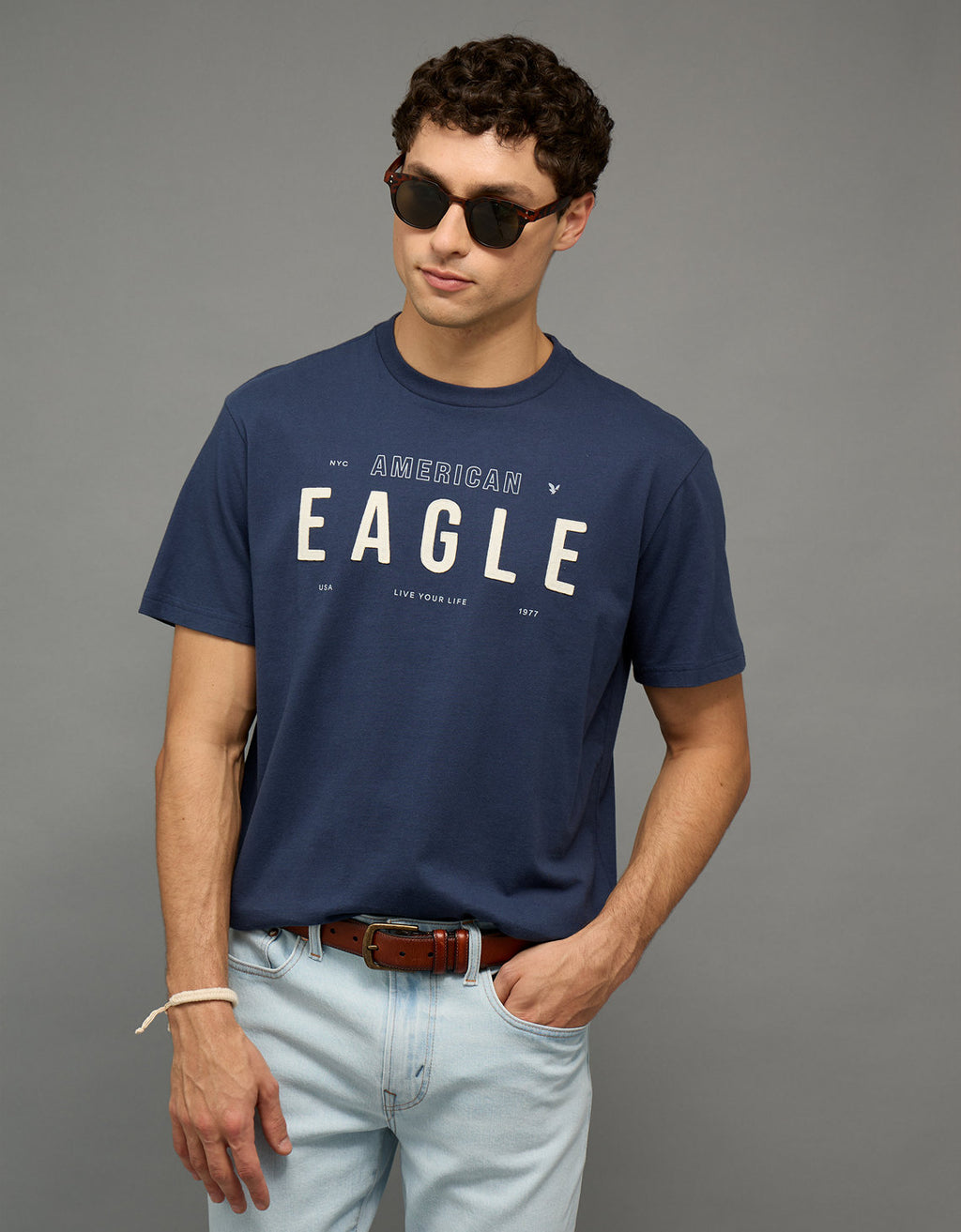 Camiseta Gráfica con Logo Ae - Azul 0181_5039_410_of