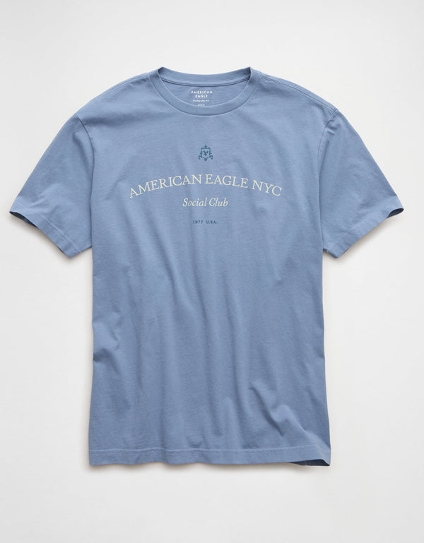 Camiseta Gráfica con Logo Ae - Azul