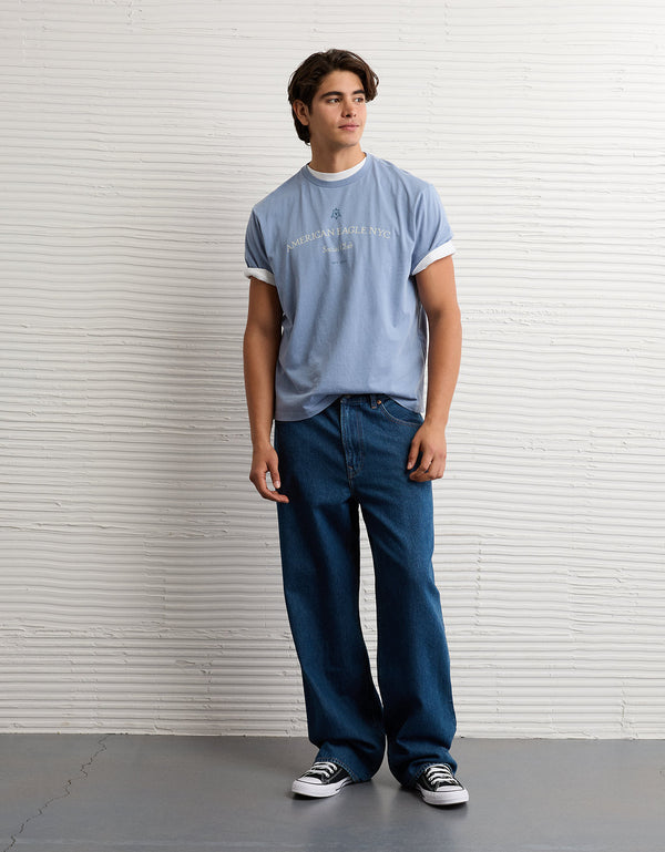Camiseta Gráfica con Logo Ae - Azul