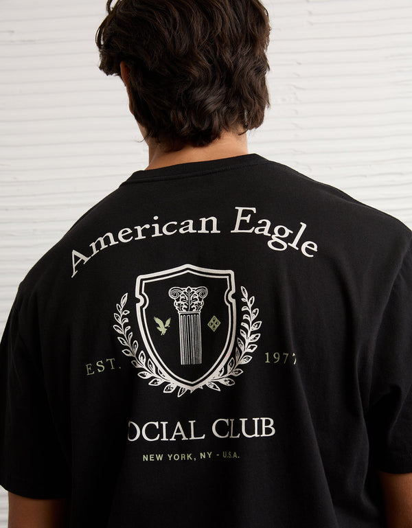 Camiseta Gráfica con Logo Ae - Negro