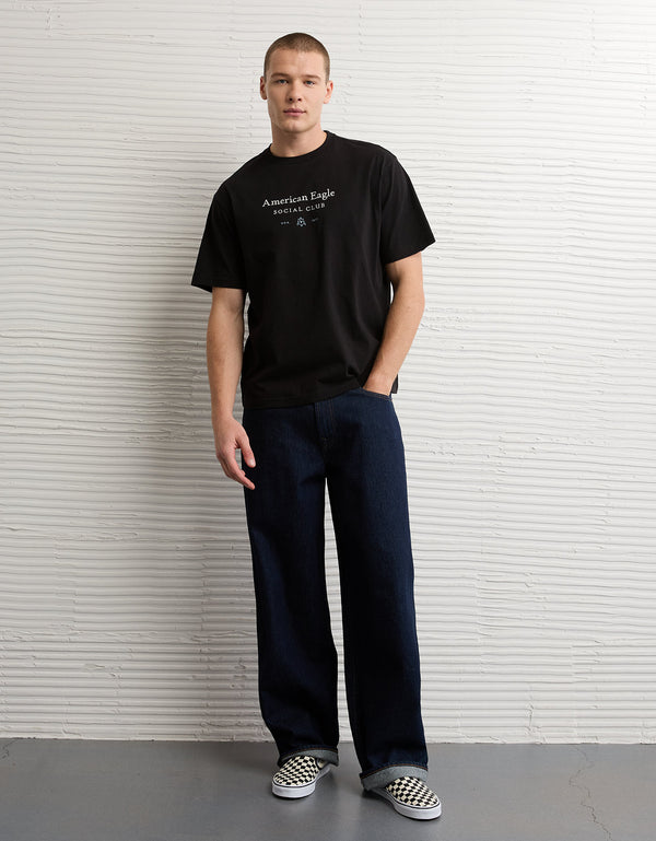 Camiseta Gráfica con Logo Ae - Negro