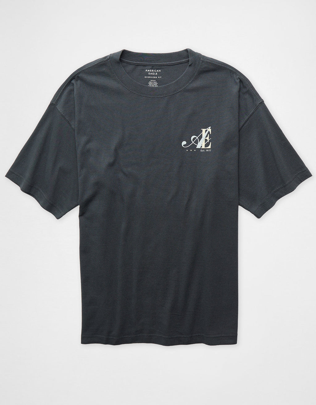 Camiseta Oversized Gráfica con Logo Ae - Negro 0181_5715_064_f