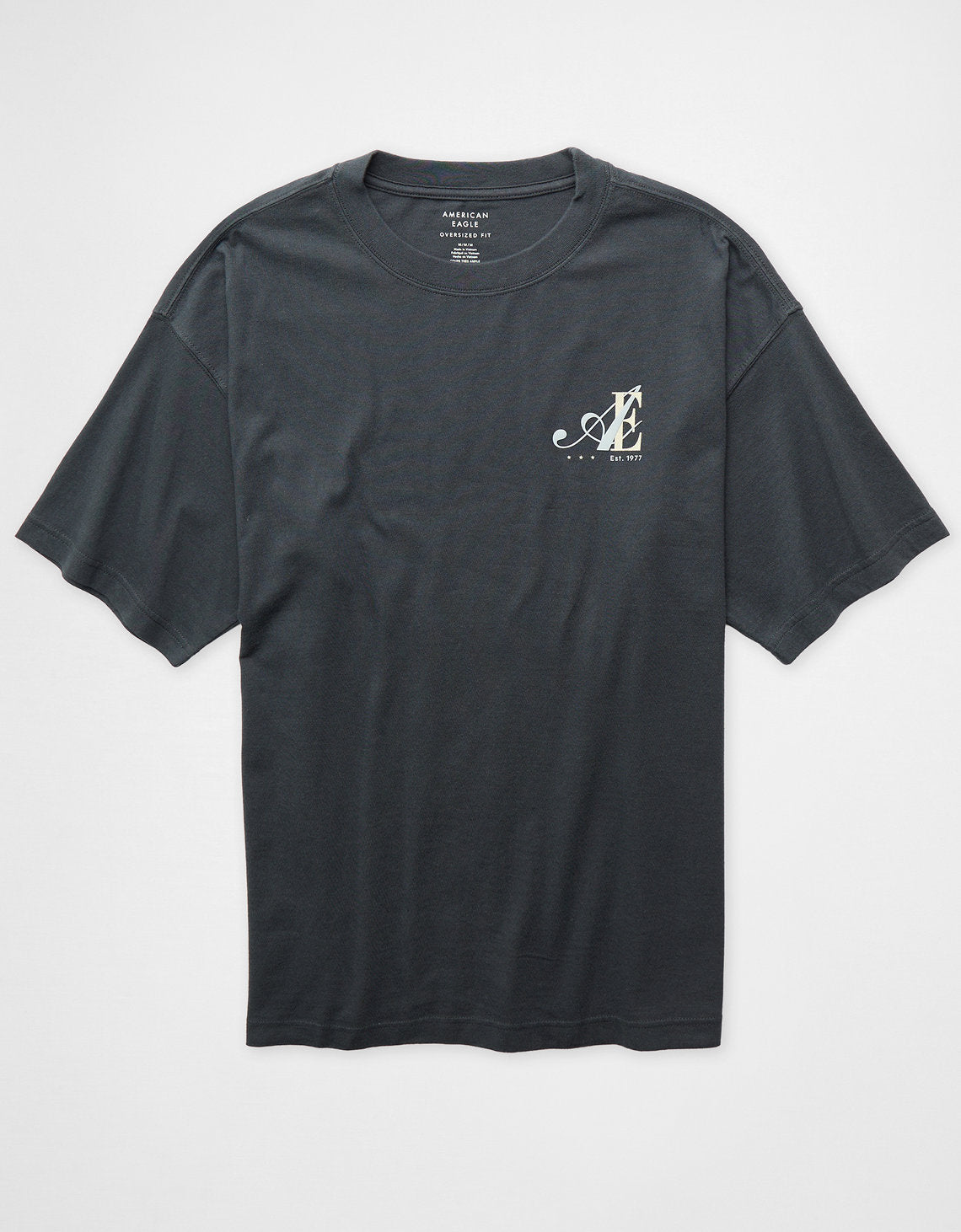 Camiseta Oversized Gráfica con Logo Ae - Negro 0181_5715_064_f