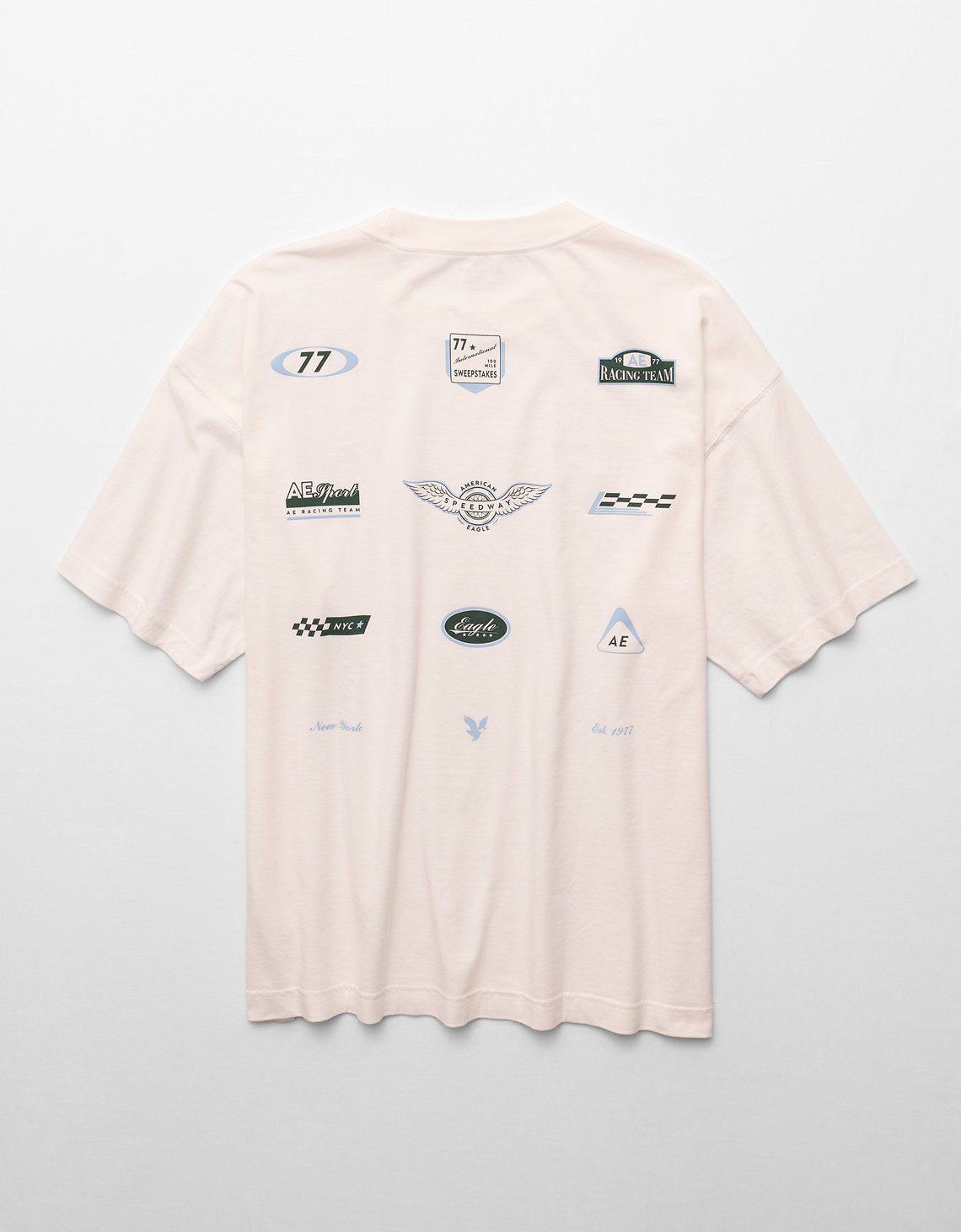 Camiseta Oversized Gráfica con Logo Ae - Blanco 0181_5715_100_b