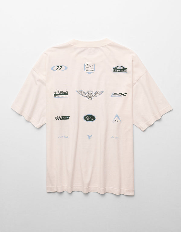 Camiseta Oversized Gráfica con Logo Ae - Blanco