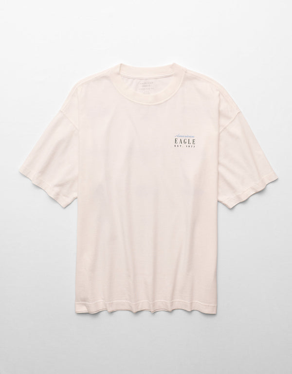 Camiseta Oversized Gráfica con Logo Ae - Blanco