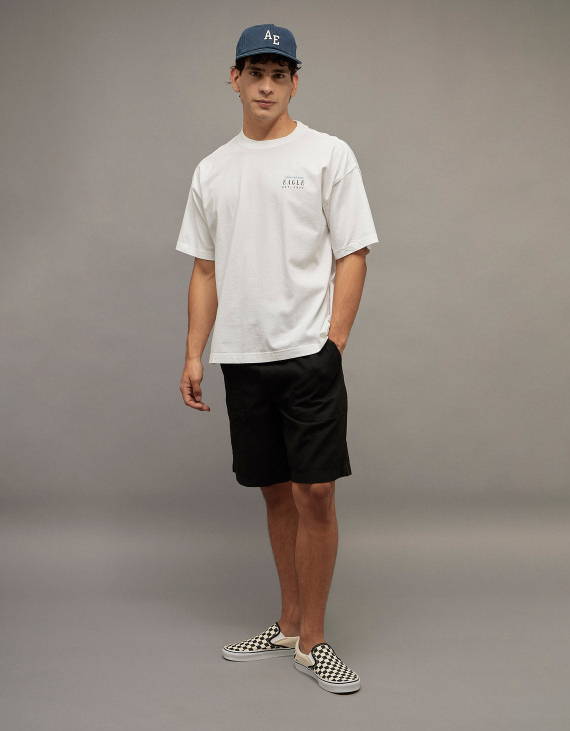 Camiseta Oversized Gráfica con Logo Ae - Blanco 0181_5715_100_of