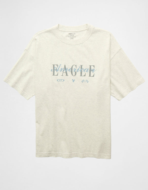 Camiseta Oversized Gráfica con Logo Ae - Gris