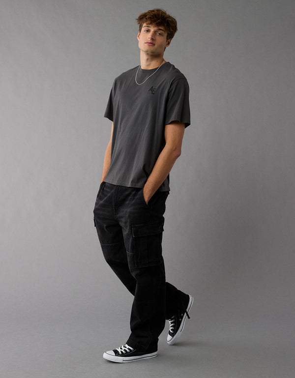 Polo sin Cuello manga corta con gráfico Hombre AE - Gris
