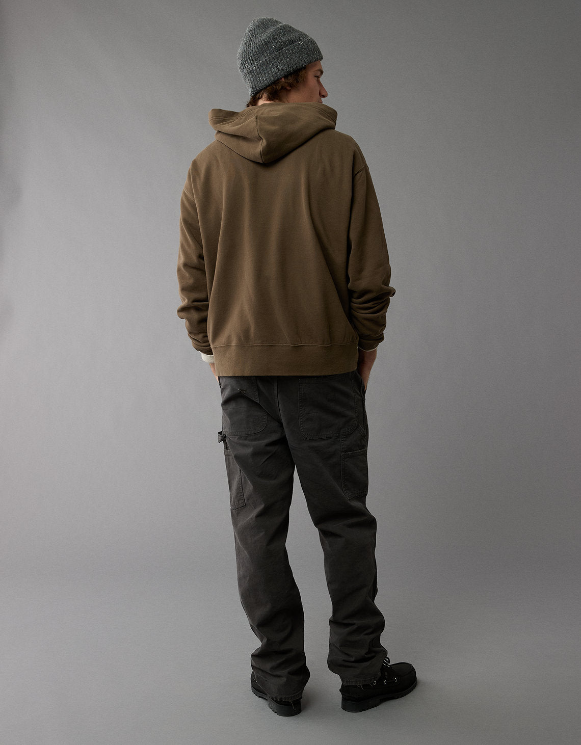 Polera con capucha manga larga Hombre AE - Café 0193_2426_200_ob