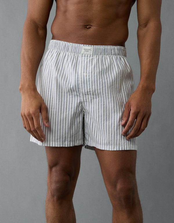 Boxer corto elástico a rayas Aeo - Azul