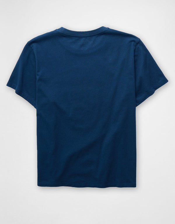 Polo sin Cuello Gráfica de Marca Ae - Azul