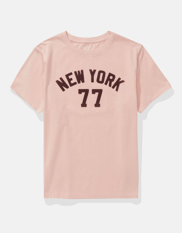 Polo sin Cuello Gráfica de Marca Ae - Rosa