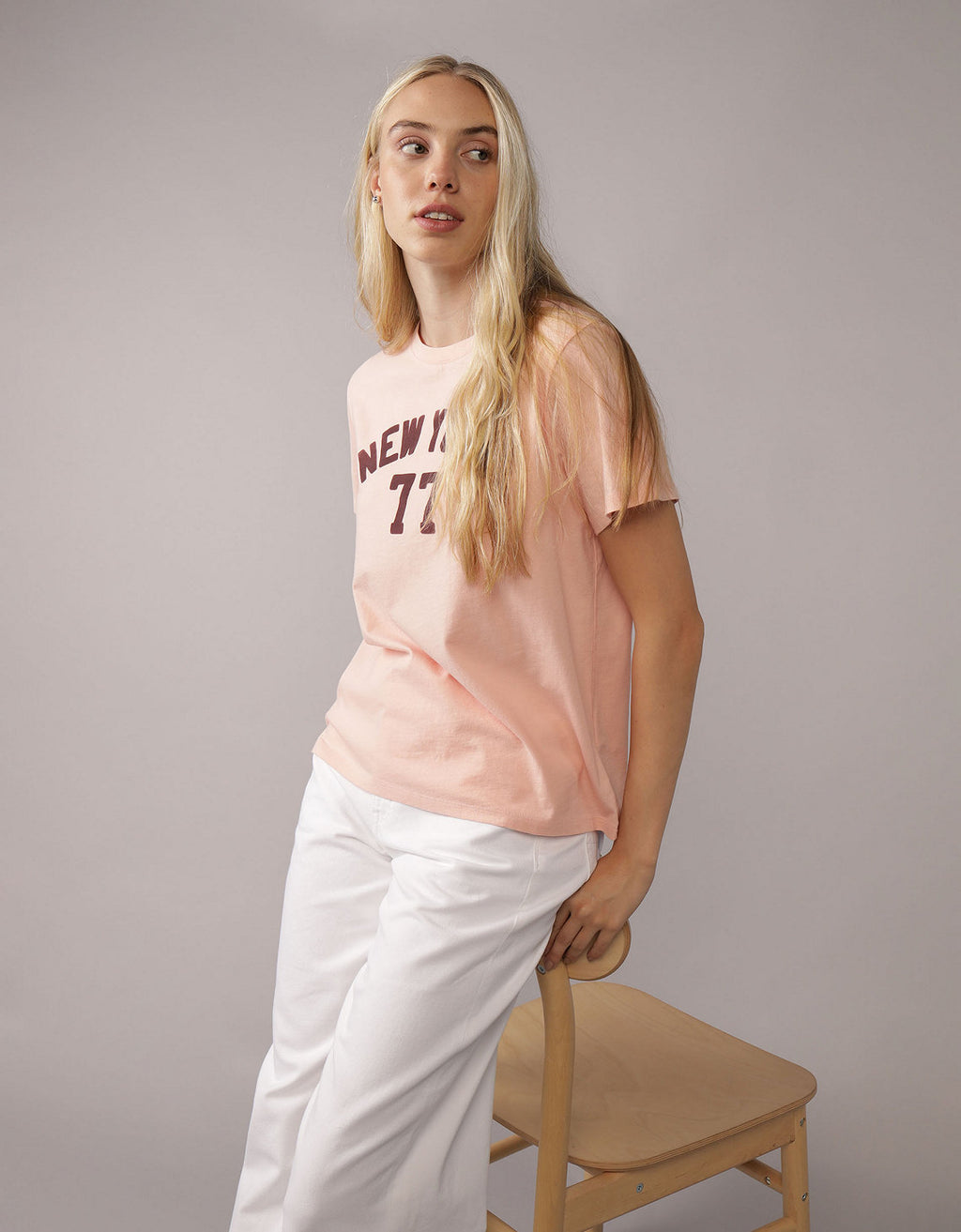 Polo sin Cuello Gráfica de Marca Ae - Rosa 0300_1040_610_of