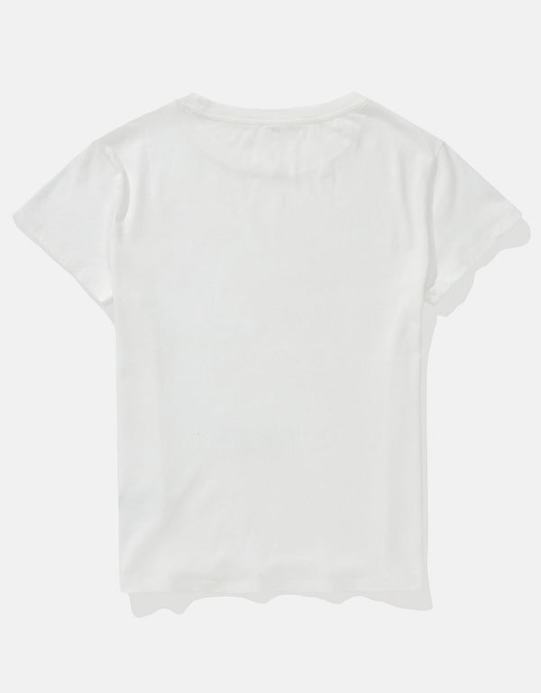 Polo sin Cuello Gráfica de Marca Ae - Blanco