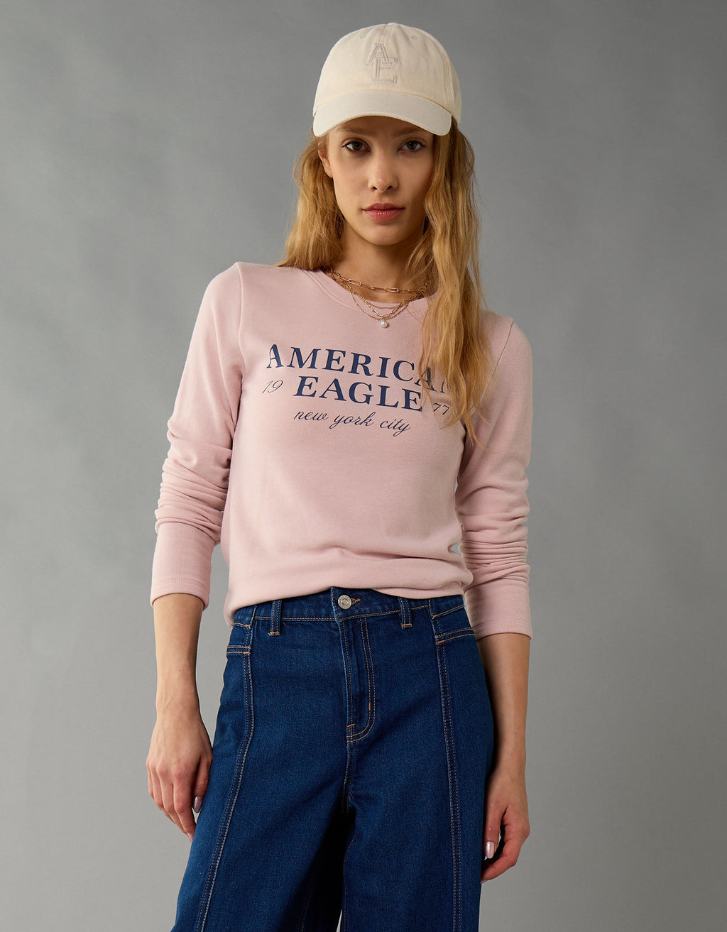 Camiseta Manga Larga Ae - Rosa 0300_1386_610_of
