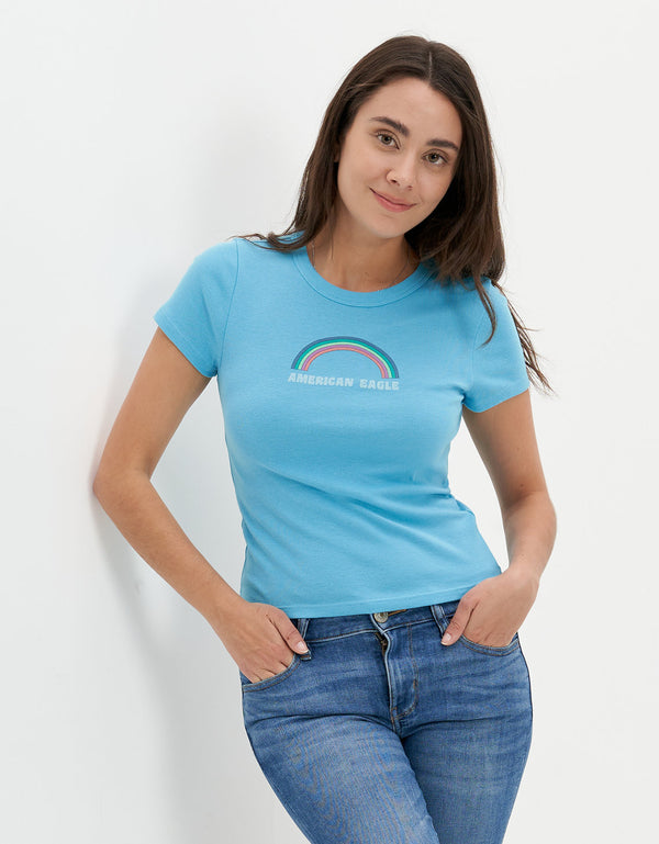 Polera AE gráfica con corte ajustado - Rosa