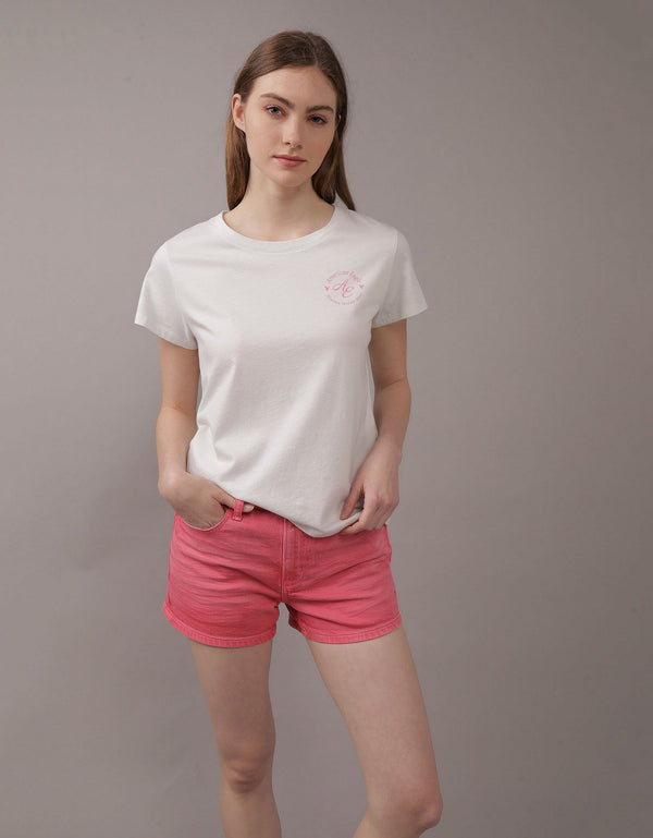 Polo sin Cuello AE gráfica con corte ajustado - Blanco